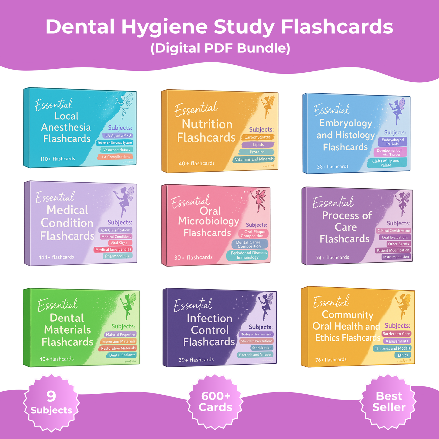 Dental Hygiene Flashcards (Digital PDF Bundle)