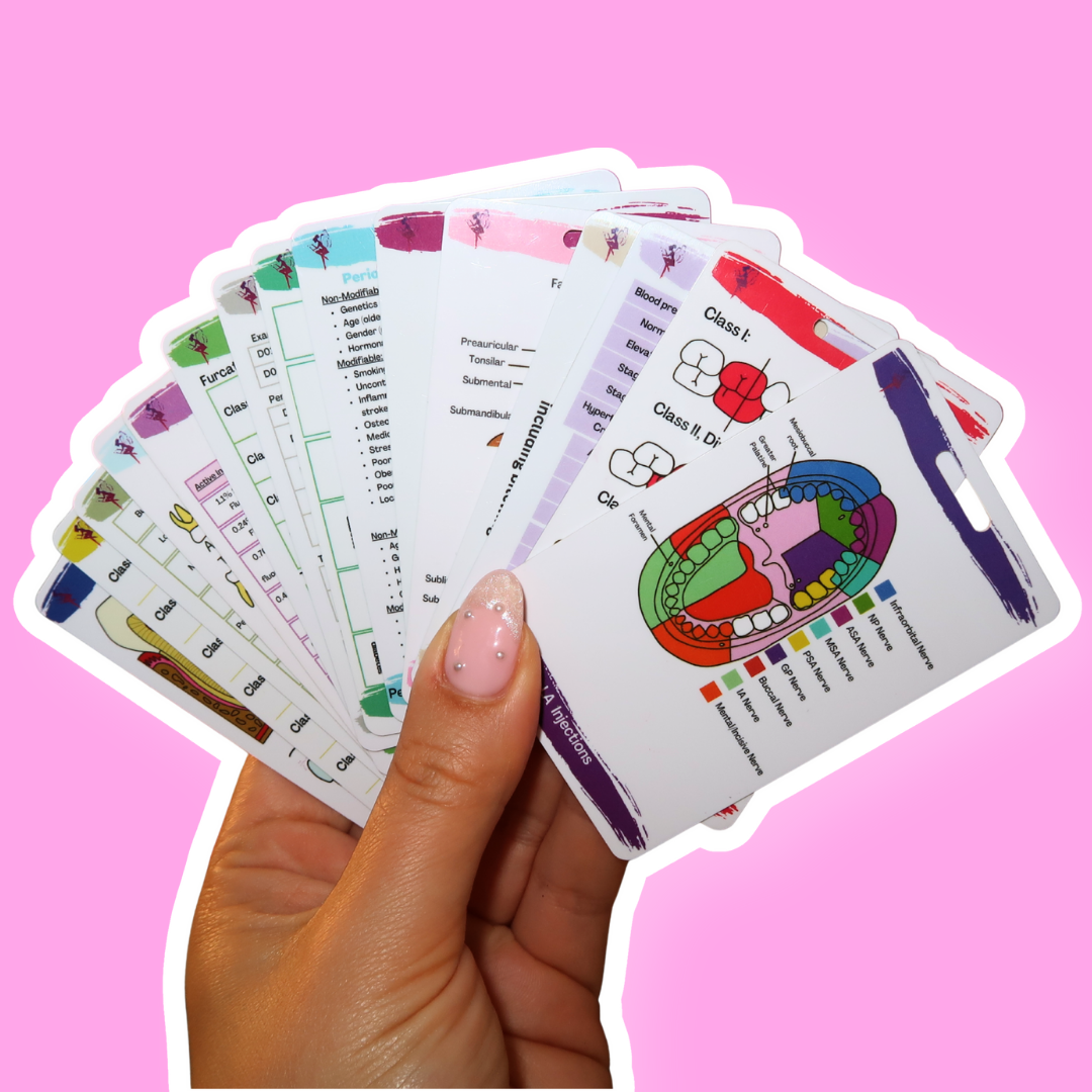 Dental Hygiene Clinical Reference Card Pack (15 Cards + Badge Reel)